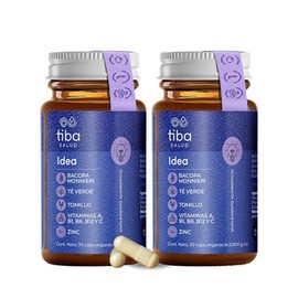 TIBA SALUD - Idea: Fórmula funcional para la concentración y la memoria - Suplemento alimenticio para ideas más brillantes, Resultados desde la primera cápsula - 30 cápsulas veganas por envase (2)