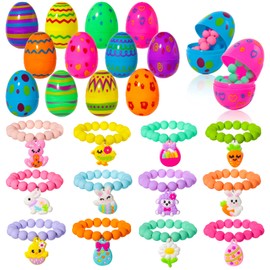 PinkSheep Bracelet Colorful Beaded Bracelets for Little Girls Basket Stuffers Unicorn Butterfly Bunny Charm Bracelets Toddler Bead Jewelry Cute Elastic Friendship Party Favors