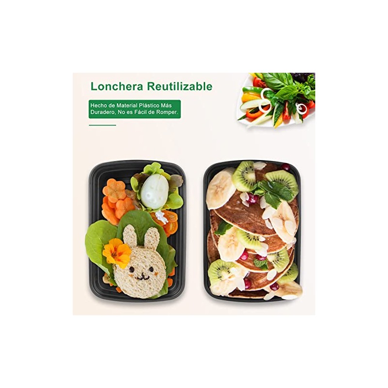 20P Contenedores para Alimentos Desechables, Recipientes para Comida Grande Compartimentos,