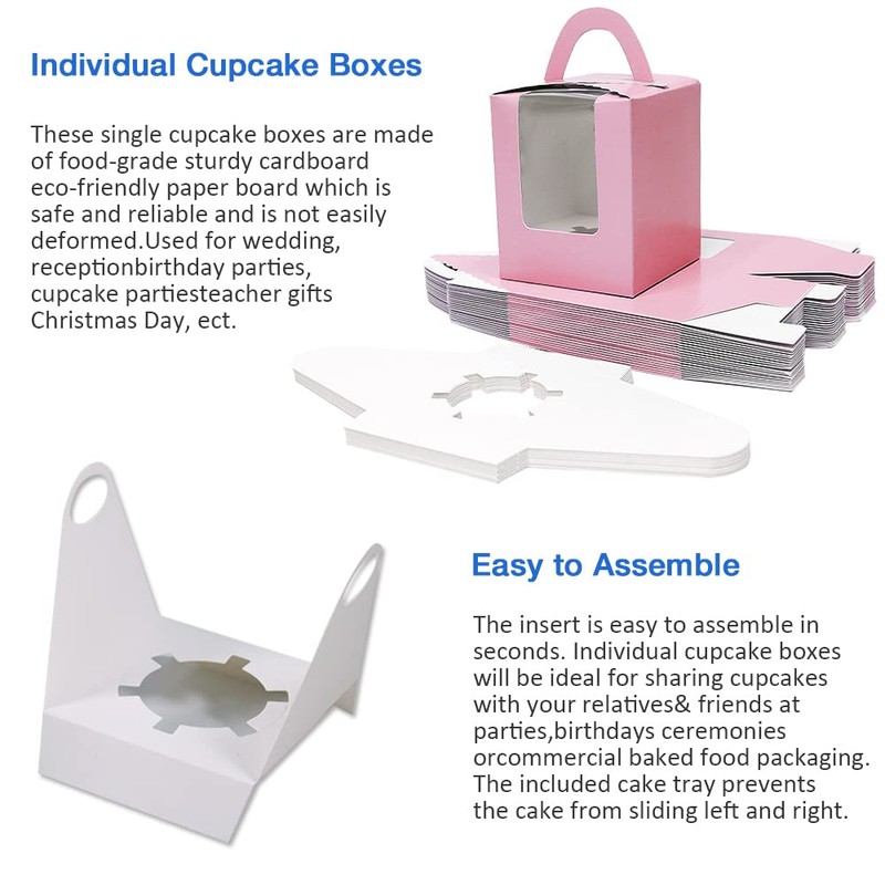 Goalfly 24 Pcs Single Cupcake Boxes, Individual Cupcake Boxes, Cupcake