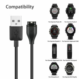 Garmin Forerunner 245 Charger Replacement Charging Charge Cable Cord USB (Black)