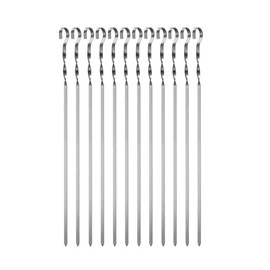 Dwellton - Stainless Steel BBQ Kebab Skewers, 38 CM, 12 Pieces, Flat Shish Kebab Sticks for Meat Cooking Barbecue, Party Starters, Restaurants (Rust Proof, 15 Inch) (Pack of 12 Skewers)