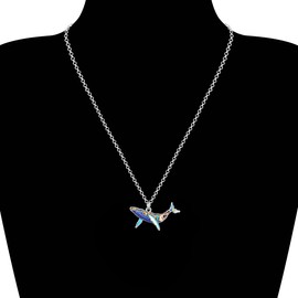 BONSNY Collar con colgante de ballena de océano floral de aleación esmaltada, regalo para mujer, joyería de animales de pez, Esmalte, Sin gemas.