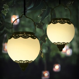 Solar Lantern for Outdoor Hanging, Pack of 2 Solar Lantern for Outdoor Use Ball IP65 Waterproof, Bonsery Solar Lights for Outdoor Garden Path Balcony Porch Wall Decoration Original Design