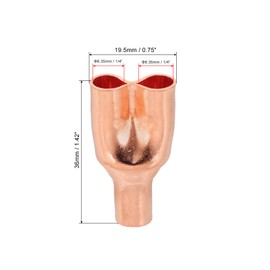 PATIKIL 1/4" x 1/4" x 1/4" ID Tee Tee Y Type Copper Fitting, 6 Pcs Welding Joint Split Union Intersection for HVAC, Air Conditioning Refrigeration System