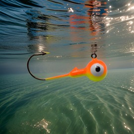 Fishing Jig Kit - 3/8oz, 55pcs - Round Jig Head - Fishing Hooks - Perfect for Freshwater and Saltwater - Comes in a Convenient Plastic Case! (Orange Chartreuse)