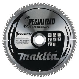 Makita B-67290 EFFICUT Circular Saw Blade Diameter 260 x 2.15 x 30 mm, 80 Teeth, 10° Tooth Angle, for Clean and Quick Cuts in Wood, for Cordless Cap and Mitre Saws