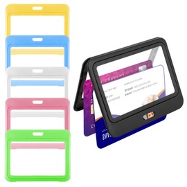 Classicseali 6 Pack ID Card Holder,Hard Plastic ID Badge Holder with Double-Sided Transparent Windows Horizontal,Waterproof Badge Holders for Office,School,Credit Cards,Driver’s Licenses,6 Colors