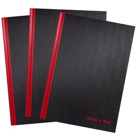 Black n' Red Notebooks, Business Journals, 3 Pack, 11-3/4" x 8-1/4", 96 Sheets, Ruled, Optik Paper, Hardcover, Casebound, Black (400123487)