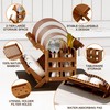 Greenual Teak Dish Drying Rack with Utensil Holder, 2 Tier