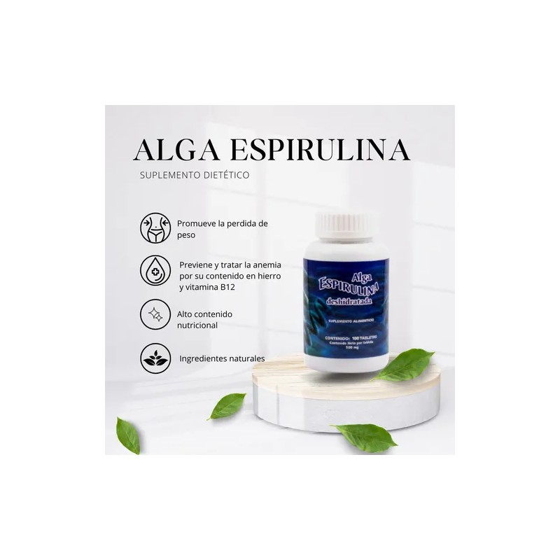 Alga Espirulina Suplemento Para Bajar De Peso Y Adelgazar Sin