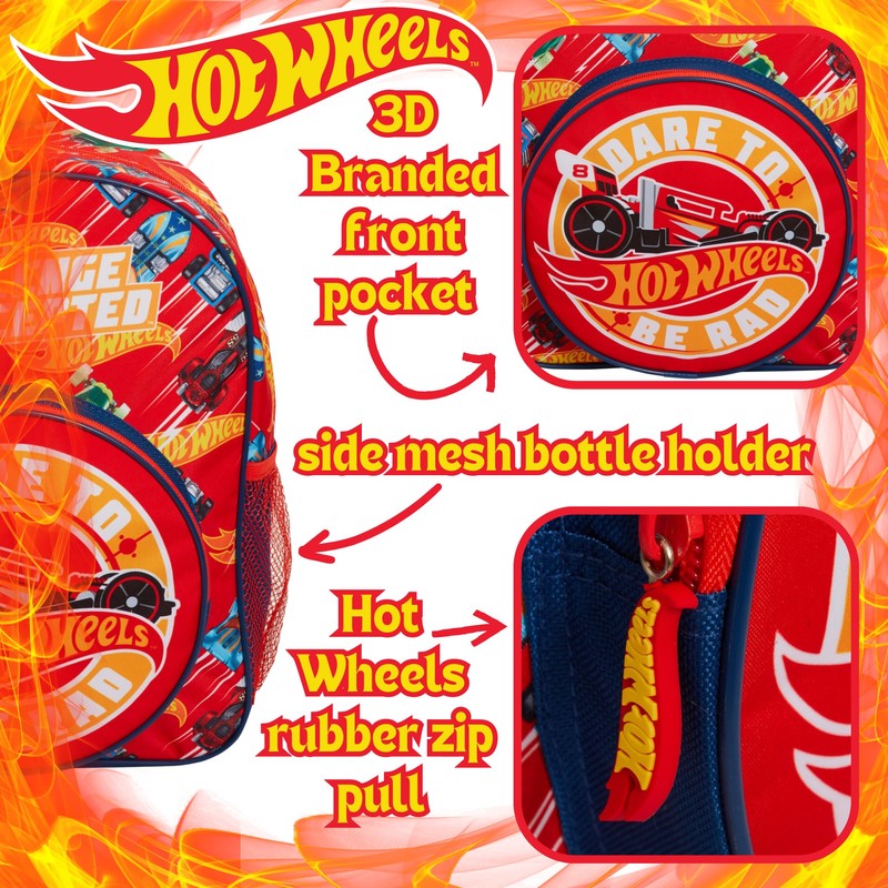 Hot Wheels Backpack For Kids Large Cars School Travel Sports