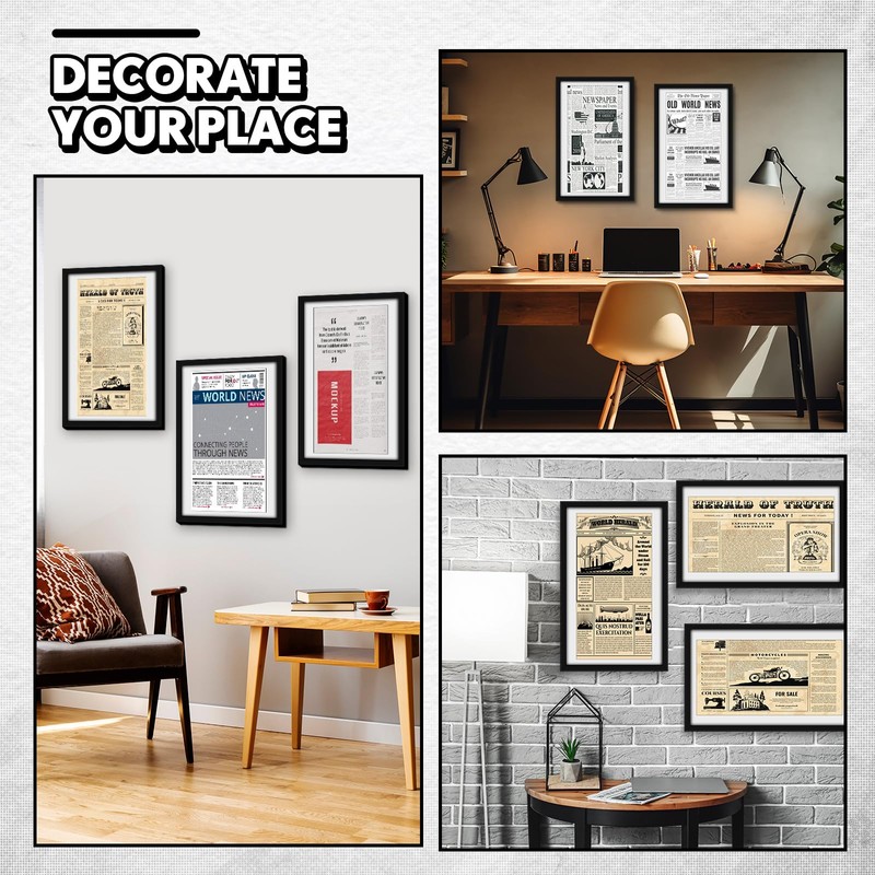 DoubleFill 6 Pcs 11x22 in Newspaper Frame with Mat Assorted
