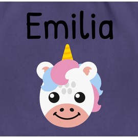 Geschenk mit Namen personalisiert by Shirtracer - Gym Bag Backpack - Cute Unicorn, 06 Purple