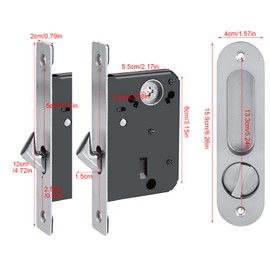 GOTOTOP Zinc Alloy Sliding Door Lock Invisible Door Lock Handle with 3 Keys for Furniture Fittings for Wooden Sliding Doors (Silver)