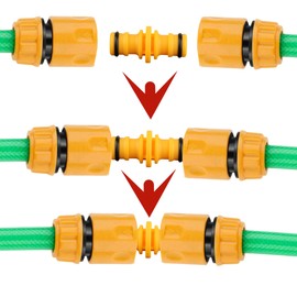 Hose Fitting Double Male Hose Connectors and 2PCS End Quick Connectors for Hose Pipe Fitting 1/2"" Plastic Tap Connector (Quick Connector+Double Male Connector)