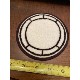 Unbranded Chenille Soccer Ball  white on brown Applique Patch Iron On Letterman Jacket