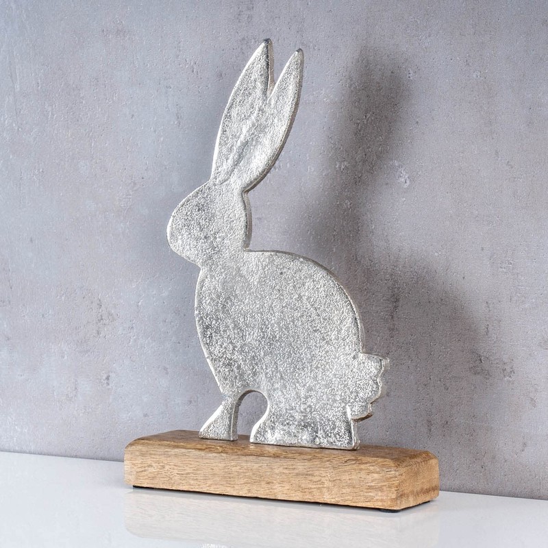 Metal Rabbit Height 26 cm Mango Wood Metal Stand Table