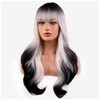 BERON Black Ombre White Wigs Women Long Curly Wave Wig