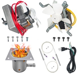 Universal PRO 6-in-1 Pellet Grill Upgrade Kit (2.0 RPM Auger Motor + Induction Fan + Fire Burn Pot + Dual Igniters + Power Cord) – Fits All Camp Chef Models, Most Traeger, Pit Boss, Z Grills & More