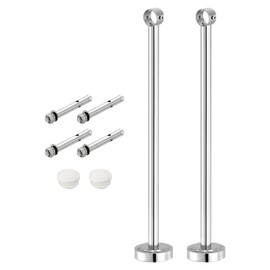 uxcell 2 Set 17.72inch Ceiling Mount Bracket Fit 1.02inch Pipe, Stainless Steel Curtain Rod Holder Closet Rod Holders for Wardrobe Bathroom Curtain Pipe, Silver