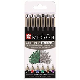 Sakura Pigma Micron 01 fineliner set | 6 colours (POXSDK016)