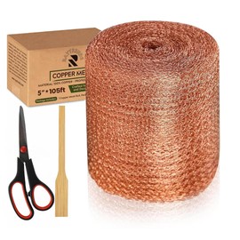 Raytrends Copper Mesh Rodent Control Kit, 5 Inch x 105ft Rustproof Copper Wool Blend, DIY Hole Filler, Complete with Precision Scissors and Packing Tool for Mice & Rodent Defense