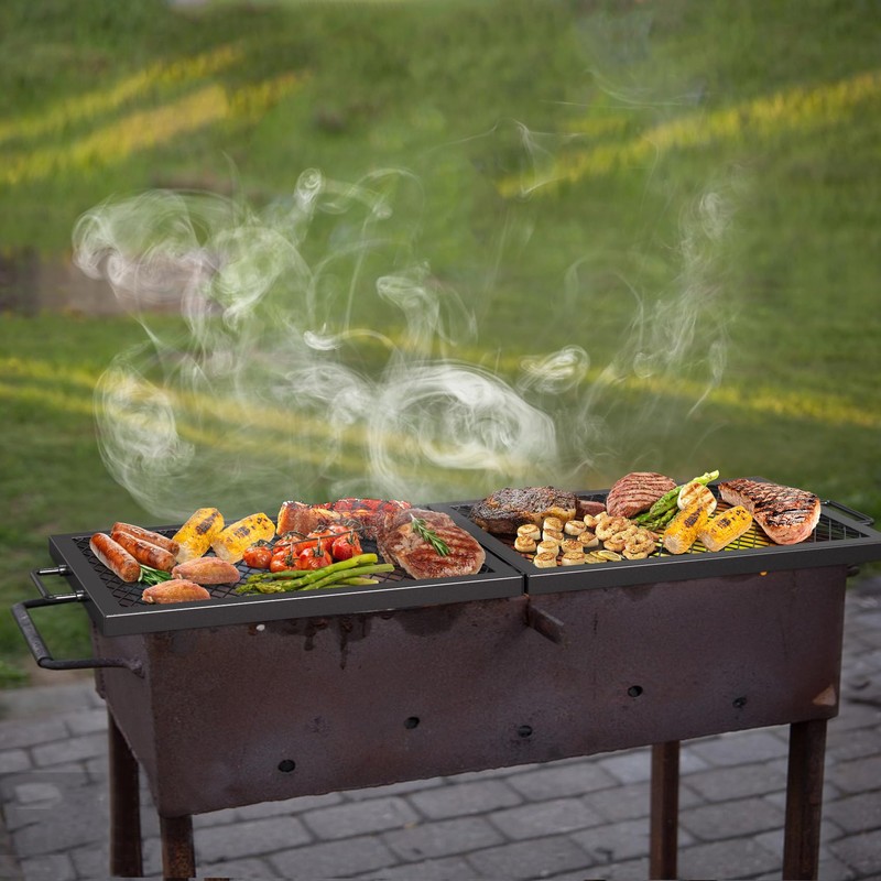 only fire Foldable X-Marks Fire Pit Cooking Grate, Portable Rectangle
