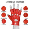 WASPRO Genuine Lambskin leather gloves, motorcycle Half finger Gloves (Red,