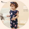 Minicoco Baby Girl Romper 100% Cotton Breathable Soft with Headband,