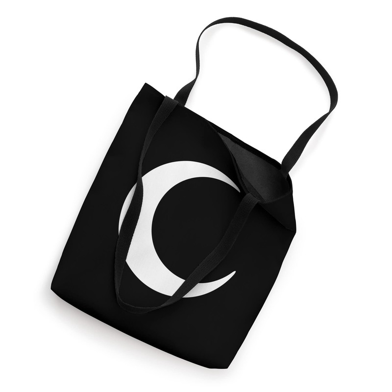 White Black Minimalist Crescent Moon Tote Bag