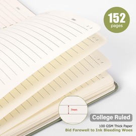 Spiral Bound Line Journal Folder for Men and Women, 152 Pages, A5 (6 x 8 Inches), Refreshing Green