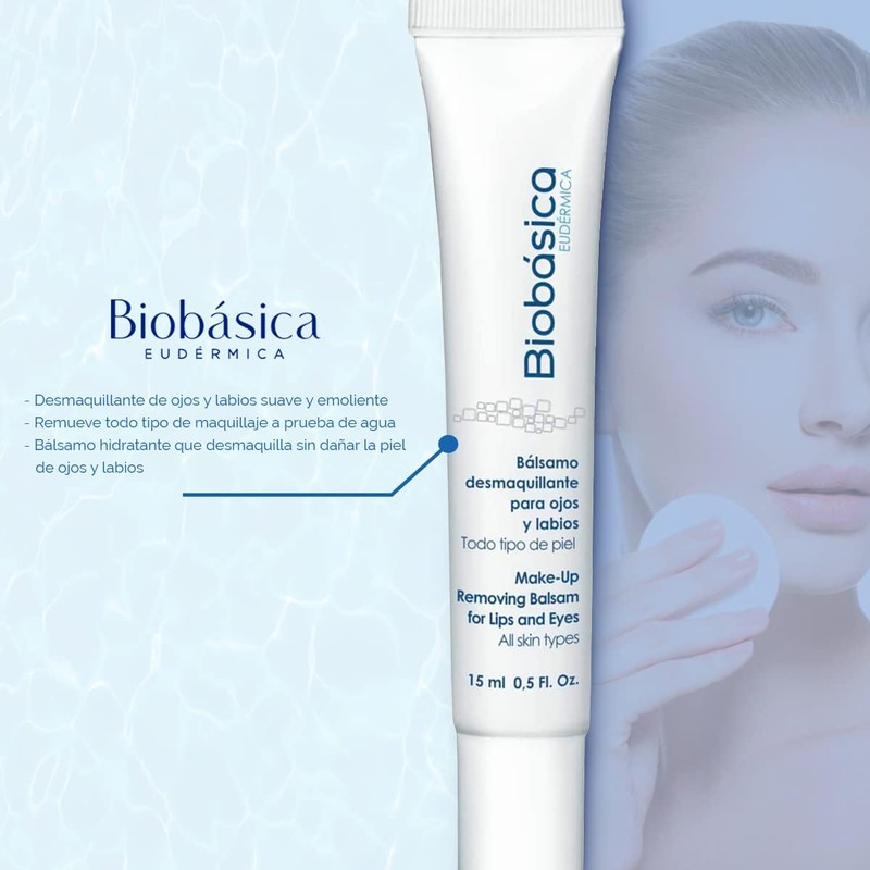 Bálsamo desmaquillante para ojos y labios limpiador protector tonificante hidratante.