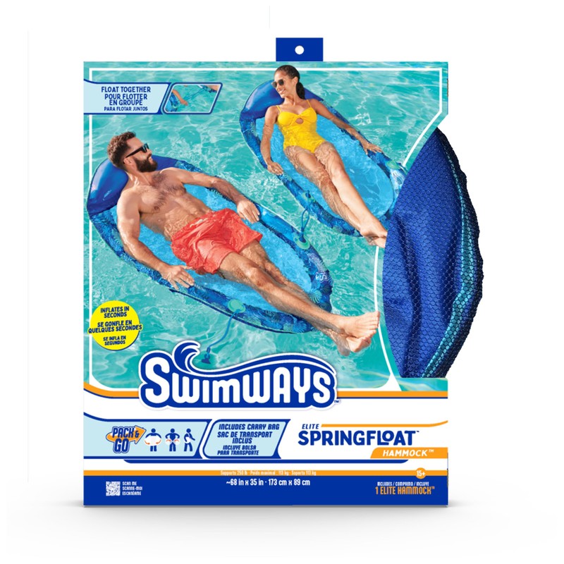 Swimways Elite Spring Float Hammock Pool Lounger, Inflatable Pool Floats