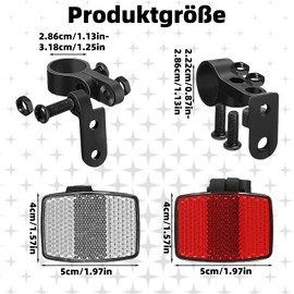 Cumnvulnt Set of 4 reflectors bicycle, bicycle reflectors front and rear with four mounting angles, 2 reflectors front and 2 rear for mountain bike, motorcycle, e-bike