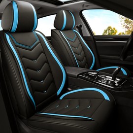 ADERN Car Seat Covers for Ford Mustang 2000-2025, Premium Nappa Leather Car Seat Cover, Stylish Sport Seat Covers， Automobile Seat Cover Sets.(Standard 2 Seats/Black Blue)