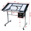Topeakmart Glass Drafting Table Rolling Drawing Desk Artists Art Craft