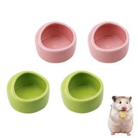 4Pack Ceramic Hamster Food Bowl, Hamsters Food Dish, Pet Foods Bowls for Squirrel, Hedgehog, Hamster Foods and Water Bowl Set, Hamsters Cage Accessories (Pink, Green)