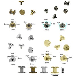 Tucireat Book Screws 80 Pairs Rivets Screw Rivets Book Screws Set Belt Screws Stainless Steel Book Screws Set for Leather Products such as Leather Bags (4 x 6 mm)