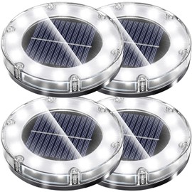 NFESOLAR LED Garden Light, Solar Light, Waterproof, Light Sensor, Stylish, Outdoor, Garden, Entrance, Placed, Recessed Type, White (Set of 4)