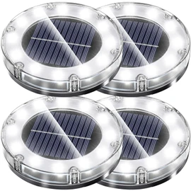 NFESOLAR LED Garden Light, Solar Light, Waterproof, Light Sensor, Stylish, Outdoor, Garden, Entrance, Placed, Recessed Type, White (Set of 4)