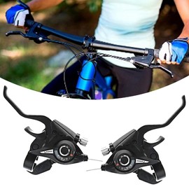 FAIREDEAR Bicycle Brake Levers Shifter 3x8 24 Speed Shifter with Gear Indicator and V Brake Cable for Moutain Bike, Road Bike, MTB, BMX, Fixie Gear, Cycling (3x8 24 Speed)