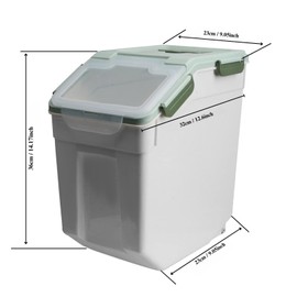 Mairuker Large Flour Storage Container Bin 25lb, 4 Pack Airtight Rice Storage Containers with Wheels Seal Locking Lid, BPA Free, with Measuring Cup |Scoop, for Beans, Sugar, Grain, Dry Food - Green