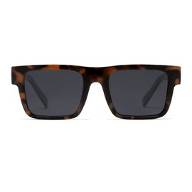 VANLINKER Fashion Trendy Square Sunglasses for Men Women Dark Shades with UV Protection for Driving VL9805, Tortosie Frame/Grey Lens, Medium