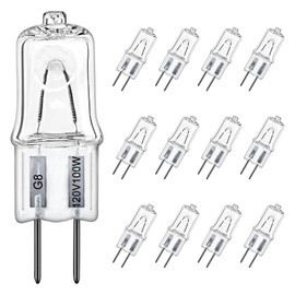 LedWekei G8 Halogen Bulbs,120v 100w Bulb Mini Spotlight Bulbs 2 Pin Clear Capsule Lamp Bulb,Dimmable 2700K Warm White Light Bulbs (12 Pack)