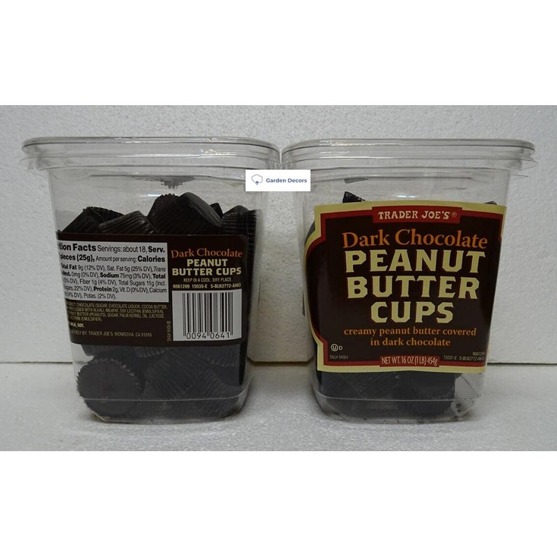 Trader Joe's Dark Chocolate Peanut Butter Cups Container 16oz 454g