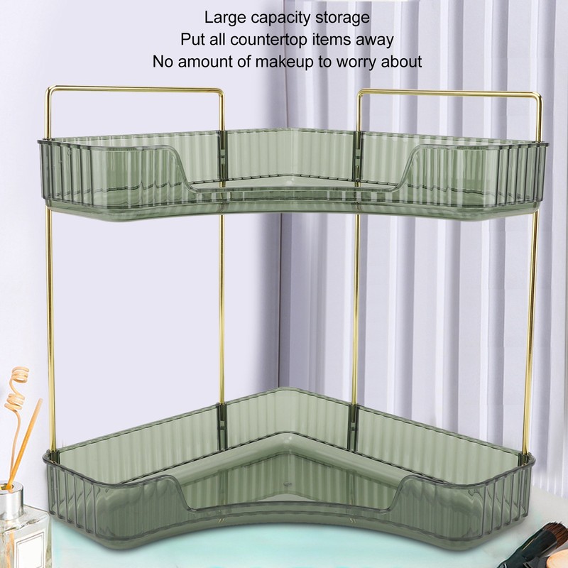 2 Tier Corner Bathroom Countertop Organizer Space Saving Easy Assembly