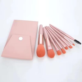 8-Piece Plastic Handle Makeup Brush Set, Assorted Colours (Pink)