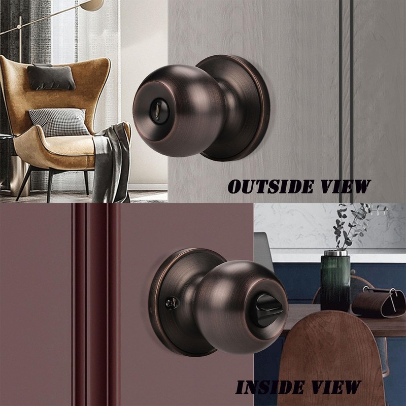 Probrico 5 Pack Oil Rubbed Bronze Door Knobs with Lock,