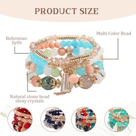 APMGONT Bohemian Stretch Bead Bracelets for Women Girls, Stackable Bead Bracelets, Multi-layer Stretch Bracelet Set, Fashion Jewellery Bracelet for Christmas, Valentine's Day, Birthday, Zinc